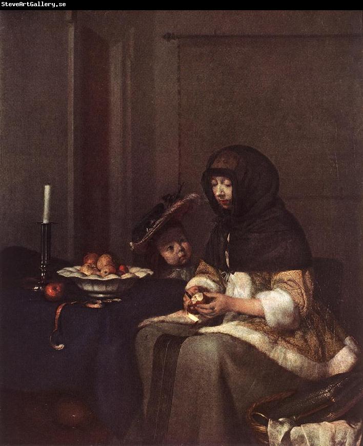 TERBORCH, Gerard Woman Peeling Apple sdy